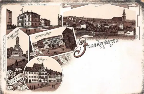 Frankenberg sächsischen Industriestadt Chemnitz Sachsen Litho Postkarte