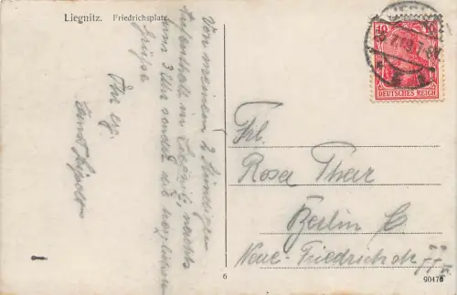 Liegnitz Schlesien Pferdewagen auf Friedrichsplatz Postkarte 1919