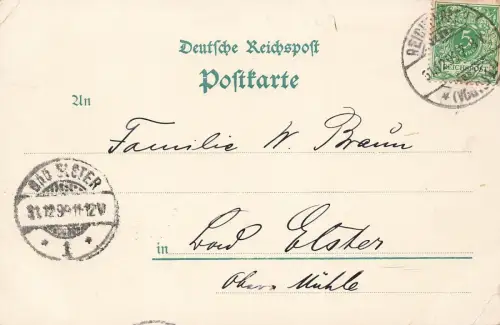 Ansicht mit Kaiser Denkmal Reichenbach Vogtland Sachsen Litho Postkarte AK 1899