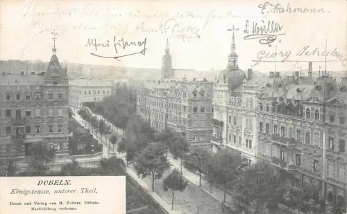 Döbeln Königstrasse unterer Theil Postkarte AK 1900
