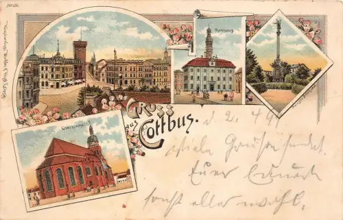 Gruss aus Cottbus Litho AK 1899