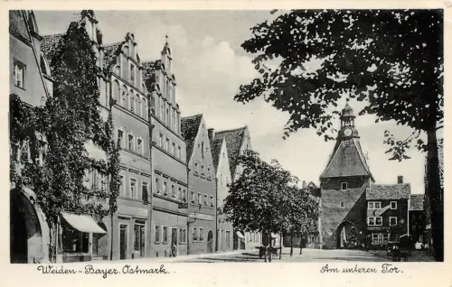 Am unteren Tor in Weiden Ostmark Bayern Postkarte AK 1933
