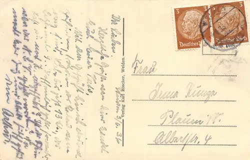 Am unteren Tor in Weiden Ostmark Bayern Postkarte AK 1933