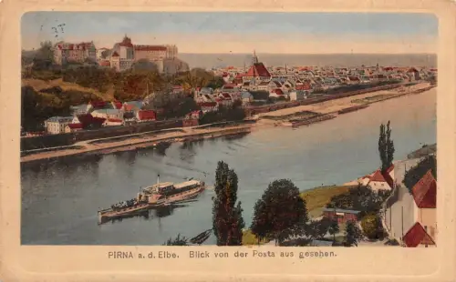 Pirna a. d. Elbe Blick von der Posta aus gesehen Postkarte AK