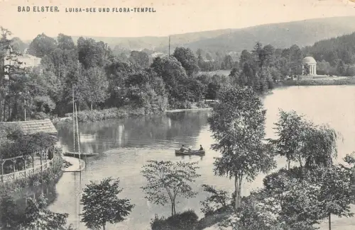 Bad Elster Luisa-See und Flora-Tempel Postkarte AK