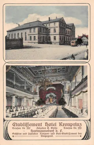 Hartmannsdorf bei Chemnitz Sachsen Restaurant Hotel Kronprinz Postkarte