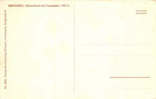 Gmunden Strandbad mit Traunstein 1661 m Postkarte AK
