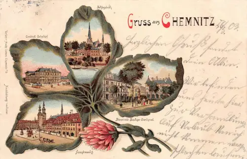 AK Chemnitz Sachsen Grußkarte Kleeblatt 1902