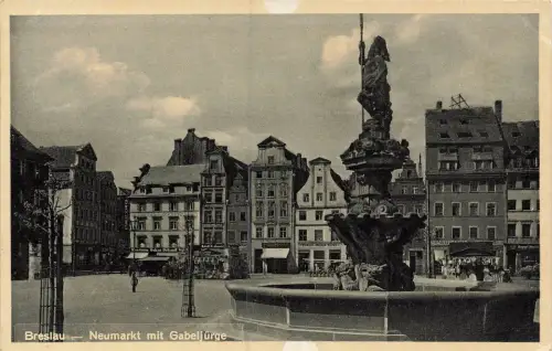 Neumarkt mit Gabeljürge Breslau Schlesien Postkarte AK
