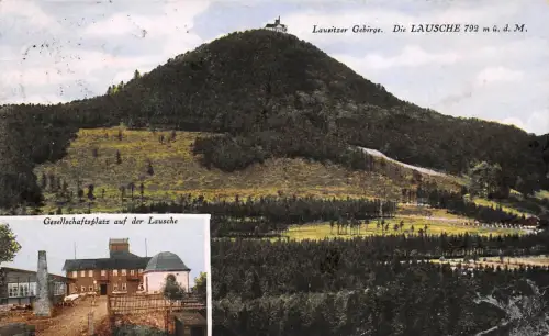 Lausitzer Gebirge Die Lausche 792 m ü.d.M. Gesellschaftsplatz Postkarte AK