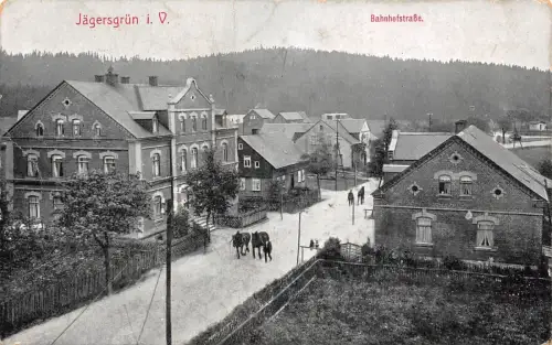 Jägersgrün i. V. Bahnhofstraße Postkarte AK