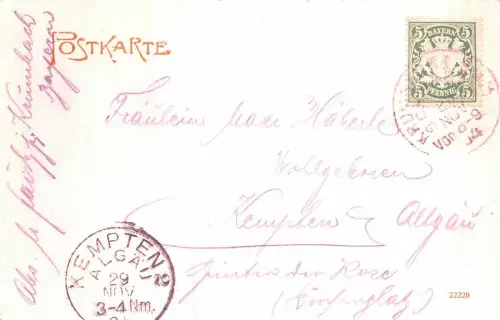 Gruss aus Krumbach Stadtpfarrkirche mit Schloss Bayern Postkarte AK 1904