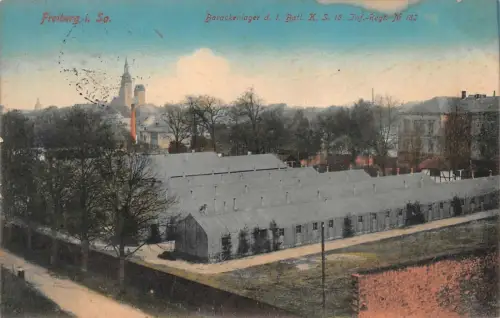 Freiberg i. Sa. Barackenlager d. 1. Batl. K. S. 16. Inf.-Regt. No 182 AK 1914