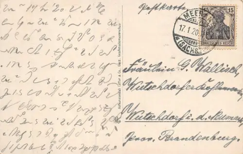 Straßenansicht Leipzigerstraße in Meerane Sachsen Postkarte AK 1920