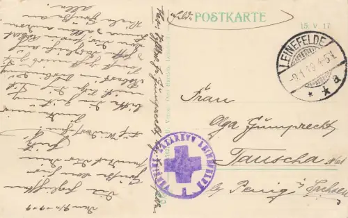 Totalansicht, Bahnhofstrasse und Leinepartie Leinefelde Thüringen AK 1919