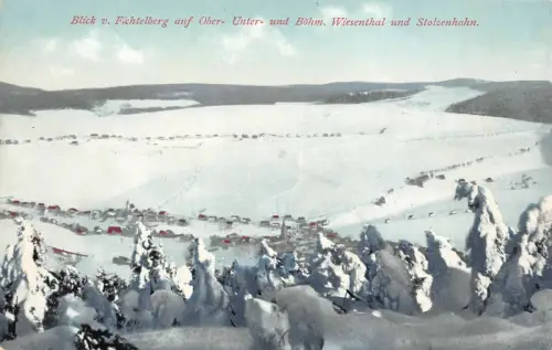 Blick v. Fichtelberg auf Ober- und Böhm. Wiesenthal und Stolzenhahn AK