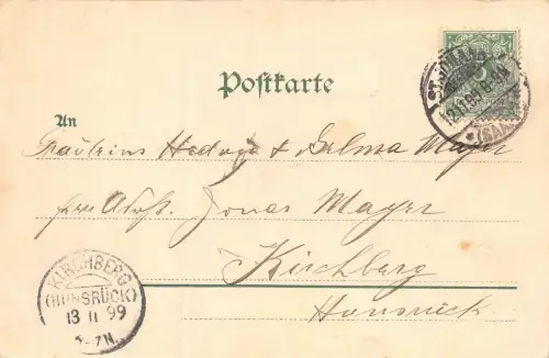 St. Johann-Saarbrücken Saar mit Winterberg Postkarte AK 1899