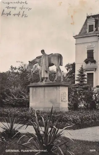 Grimma Husarendenkmal Postkarte 1936