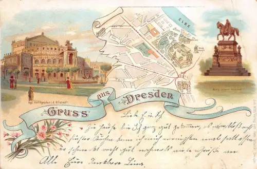 Gruss aus Dresden Kgl. Hoftheater i. d. Altstadt Postkarte AK 1900