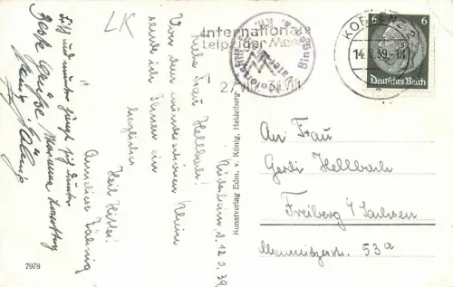 Rüdesheim a. Rh. Drosselgasse Weinhaus Rüdesheimer Schloss AK 1939