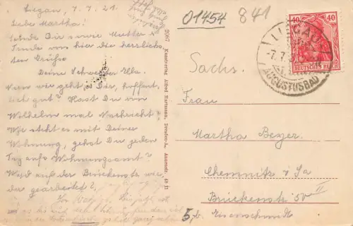 Augustusbad b. Radeberg Bade-Haus und Kurhaus-Terrasse Postkarte AK 1921