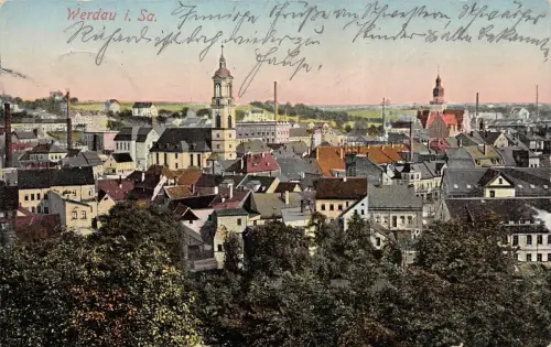 Stadtansicht Werdau Sachsen Postkarte AK 1914