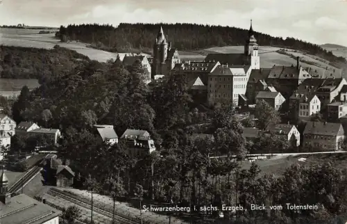 Schwarzenberg i. sächs. Erzgeb. Blick vom Totenstein Feldpostkarte AK 1939