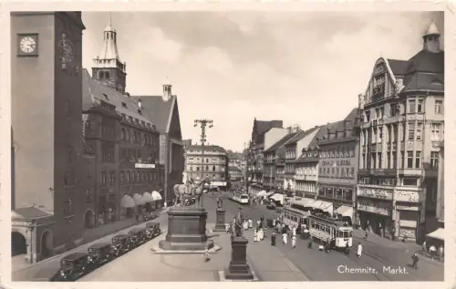 Chemnitz Sachsen Markt Strassenbahn, Oltimer Film - Eck