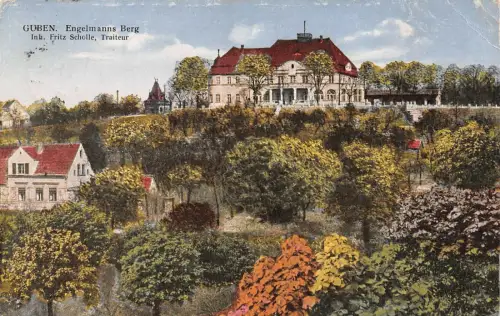 Guben Engelmanns Berg Inh. Fritz Scholle Traiteur AK 1926