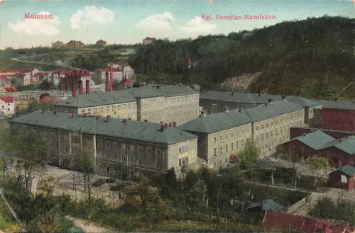 Königliche Porzellan-Manufaktur in Meissen Sachsen Postkarte AK 1913