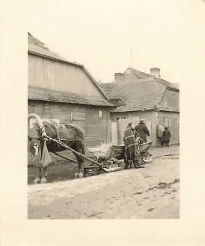 russ. Frau mit Panjeschlitten im Sowjet-Paradies Russland Ostfront