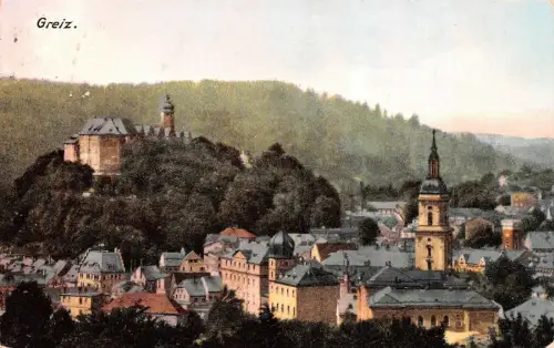Greiz Oberes Schloss Kirche Postkarte AK 1913