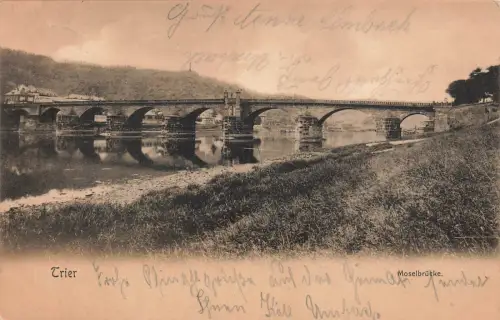 Moselbrücke in Trier Rheinland-Pfalz Postkarte AK 1906