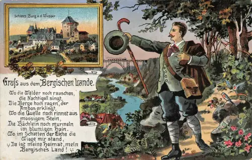 Gruß aus dem Bergischen Lande Schloss Burg a. d. Wupper Postkarte AK