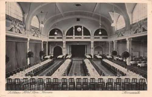 Zittau Hotel Drei Kronen Kronensäle Postkarte AK