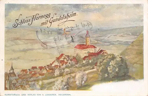 Schloss Hornegg mit Gundelsheim Baden-Württemberg Postkarte AK 1906