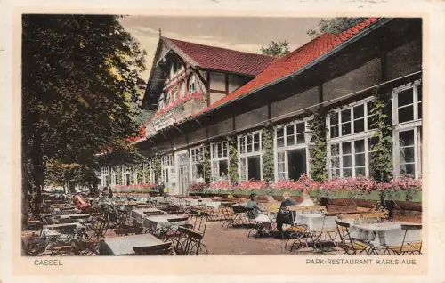Cassel Park-Restaurant Karls-Aue Postkarte AK