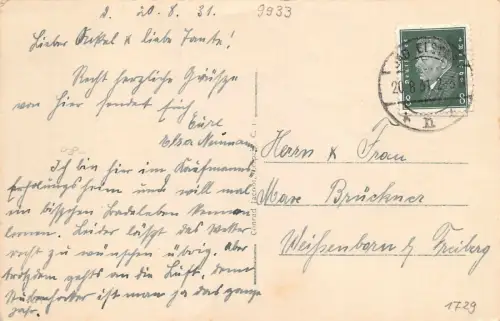 Bad Elster Luisa-See Kirche Ansicht Postkarte AK 1931