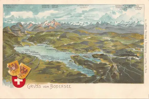 Gruß vom Bodensee Berner Oberland Konstanz Lindau Baden-Württemberg Postkarte AK