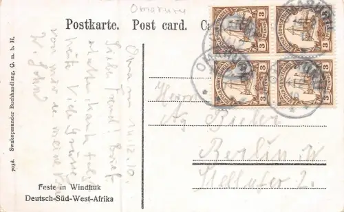 DSWA Deutsch-Südwest-Afrika AK Feste in Windhuk gelaufen Omaruru 1910