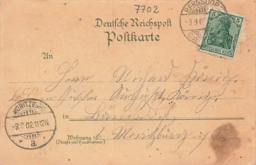 Eisen u. Emallirwerk, Schloss und Post in Bernsdorf Sachsen Postkarte AK 1902