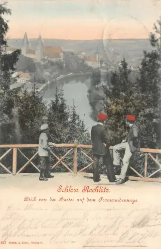 Schloss Rochlitz Blick v. d. Bastei a. d. Promenadenwege Postkarte AK 1901