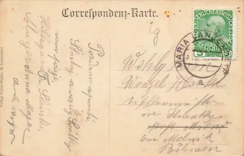 Gruß aus Maria Lanzendorf mit Blick in Kirche Niederösterreich Postkarte AK