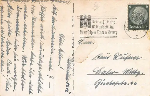 Karlsruhe Reichspostdirektion Baden-Württemberg Postkarte AK 1930