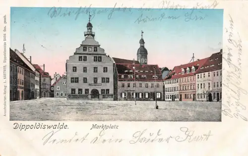Dippoldiswalde Marktplatz Postkarte AK 1906