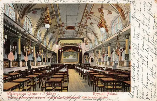 Krystall-Palast Wintergarten Chemnitz-Schönau Sachsen Postkarte AK 1905