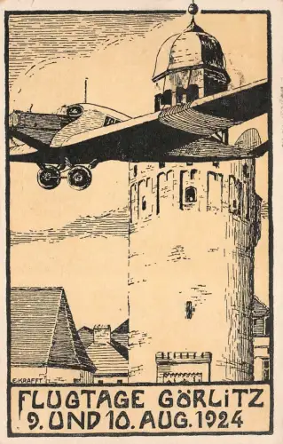 Flugtage Görlitz 9. und 10. August 1924 Sachsen Postkarte AK 1924