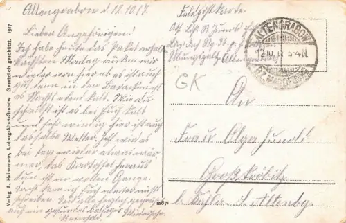 Gruss vom Truppenübungsplatz Alten-Grabow Patriotika AK 1917