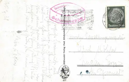 Riesengebirge Schlesierhaus Riesenbaude u. Schneekoppe Postkarte AK 1938