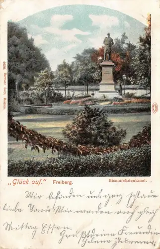 "Glück auf" Freiberg Bismarckdenkmal Postkarte AK 1902